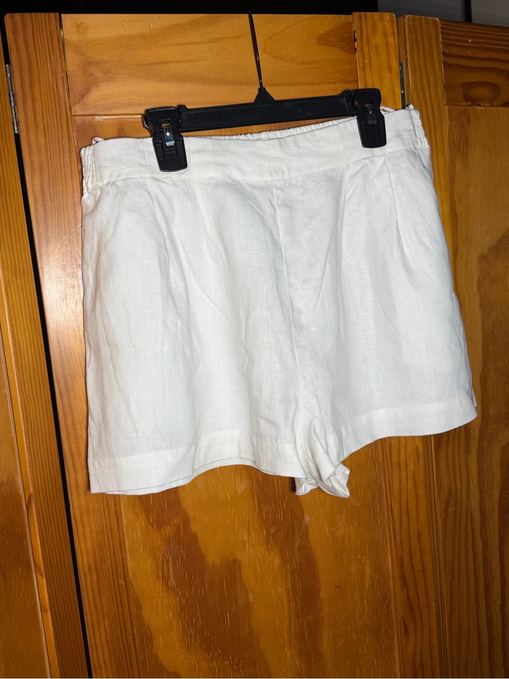 Faithfull the Brand White Elastic Waist Linen Shorts|Sz 6|Minamalist
